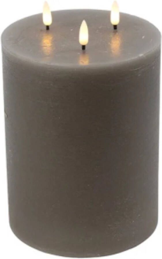 Countryfield Led stompkaars lyon grijs 15x22 5cm led-kaarsen led kaarsen met flikkerende vlam kaarsen led verlichting