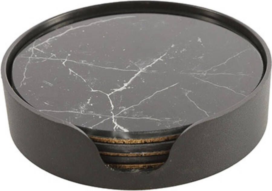 Countryfield Onderzetter ro Marble s4 zwart goud