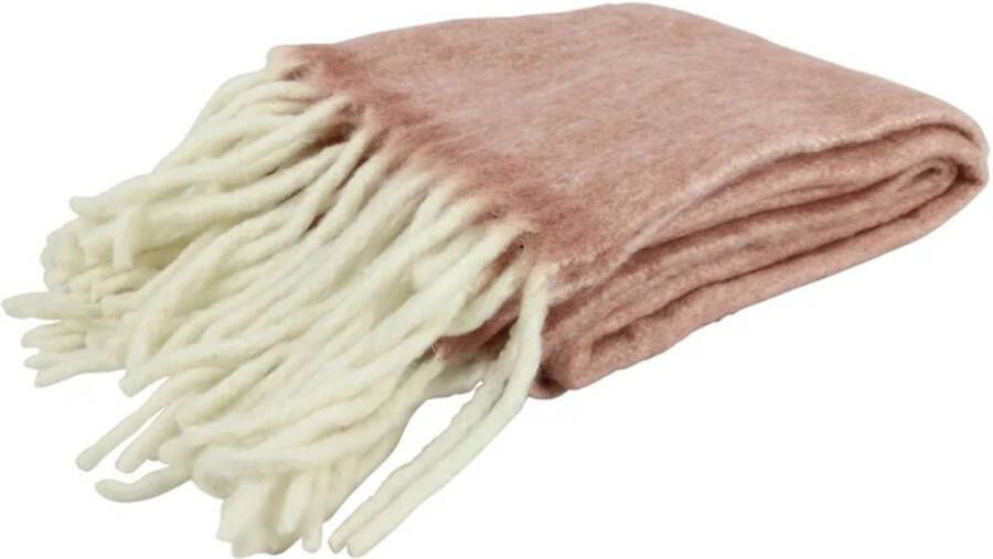 Countryfield Plaid Britta met franjes roze