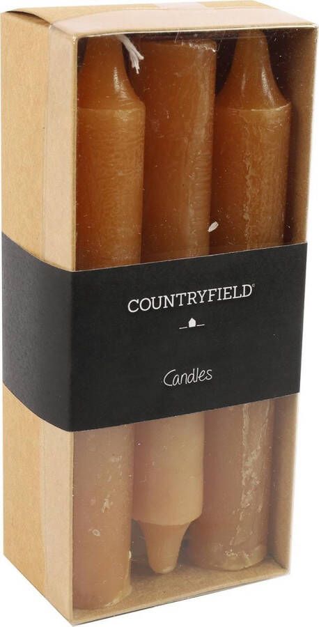 Countryfield Kaars dia. 2 cm hoogte: 14 cm Vela 6 stuks amber