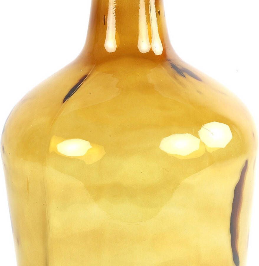 Countryfield vaas transparant goudgeel glas XL fles D25 x H42 cm Vazen