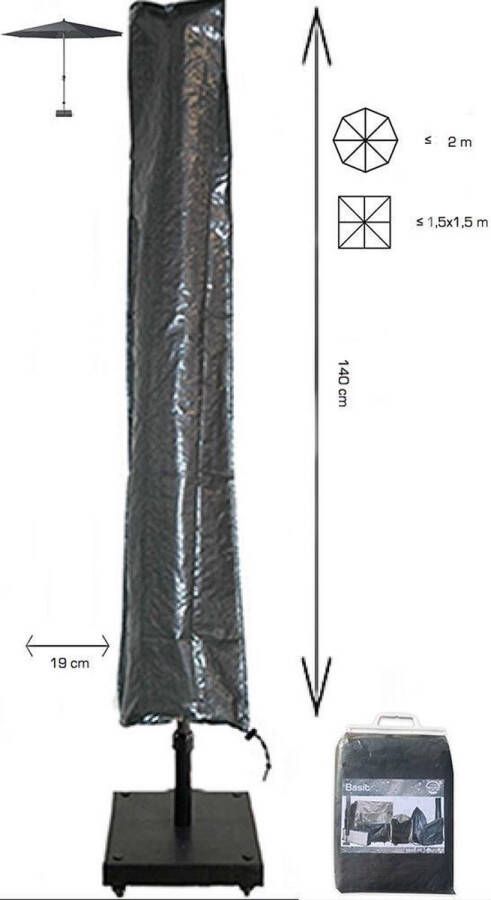COVER UP HOC Basic Parasolhoes staande parasol zonder rits 140x19x32 cm Grijze Parasolhoes