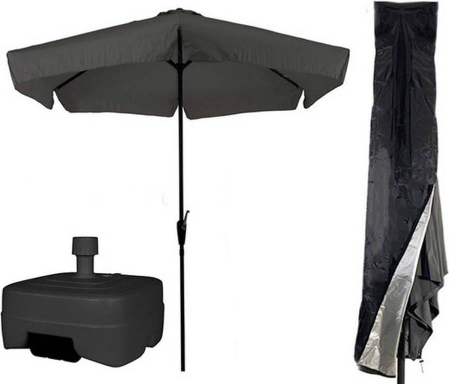 COVER UP HOC CUHOC Grijze Antraciete Parasol Parasolhoes Extra Zware Vulbare Verrijdbare Parasolvoet parasol met voet parasol met hoes en voet stokparasol met hoes en voet parasol grijs hoes
