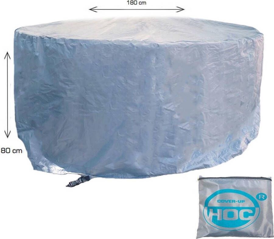 COVER UP HOC Diamond hoes tuinset rond 180x80 cm ( diameter x hoogte) tuinmeubel beschermhoes waterdicht met Stormbanden Trekkoord en Afwaterings HOCCIE Zilvergrijze hoes voor ronde tuinset