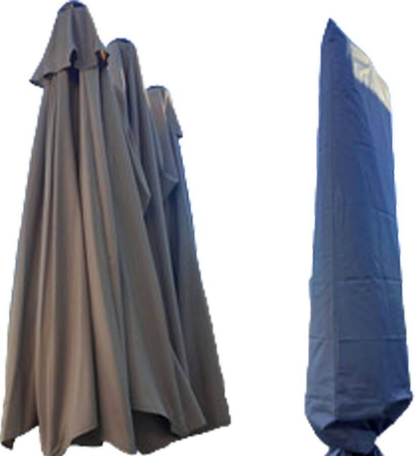 COVER UP HOC Parasolhoes voor Dubbele Parasol-Zilvergrijs-250x55x60 cm-3 Koppige parasolhoes-DIAMOND