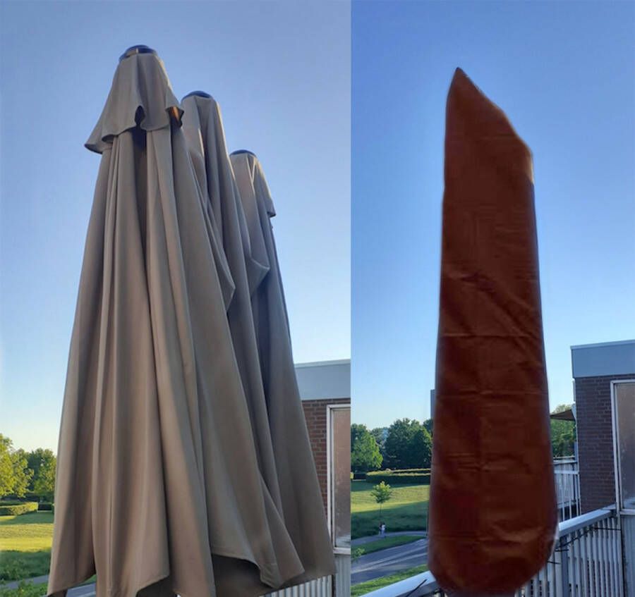 COVER UP HOC Parasolhoes voor Dubbele Parasol-Zwart- 250x55x60 cm-3 Koppige parasolhoes RED Label