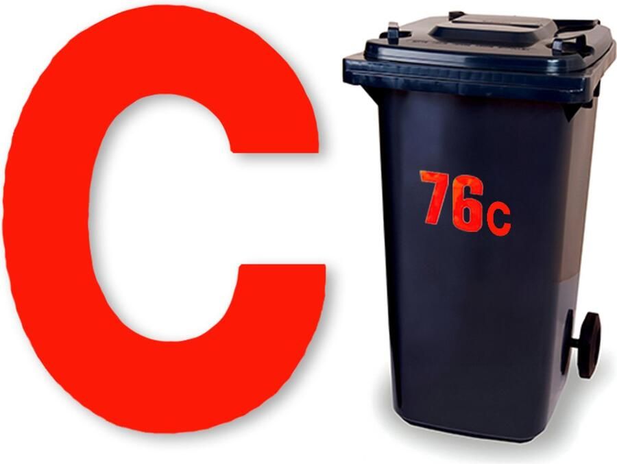 CoverArt Huisnummer kliko sticker Letter C Rood Reflecterend plakletter stickers huisnummer letter container letters brievenbus letter