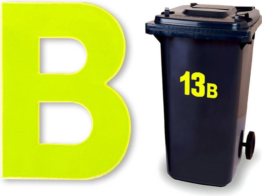 CoverArt Huisnummer kliko sticker Letter B Geel Reflecterend plakletter stickers huisnummer letter container letters brievenbus letter