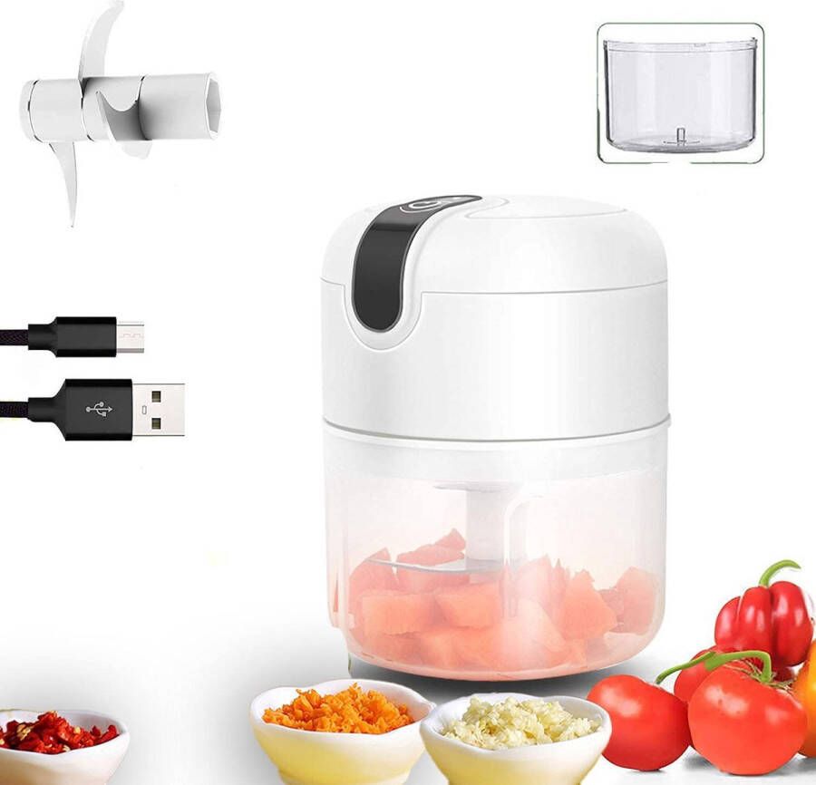 CoverMore Draadloos Food Processor Hakmolen elektrisch Vaatwasbestendig USB oplaadbaar Mini Portable Chopper Blender Keukenmachine Krachtig 250ML Draadloos Babyvoeding blender