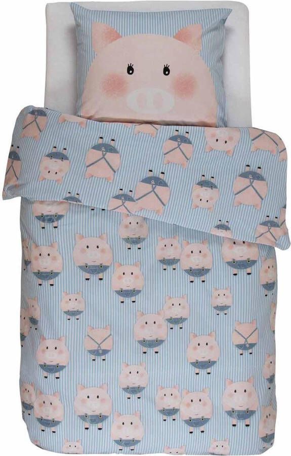 Covers en Co Covers & Co dekbedovertrek Piggy Blauw 1-Persoons 140x200 220 cm