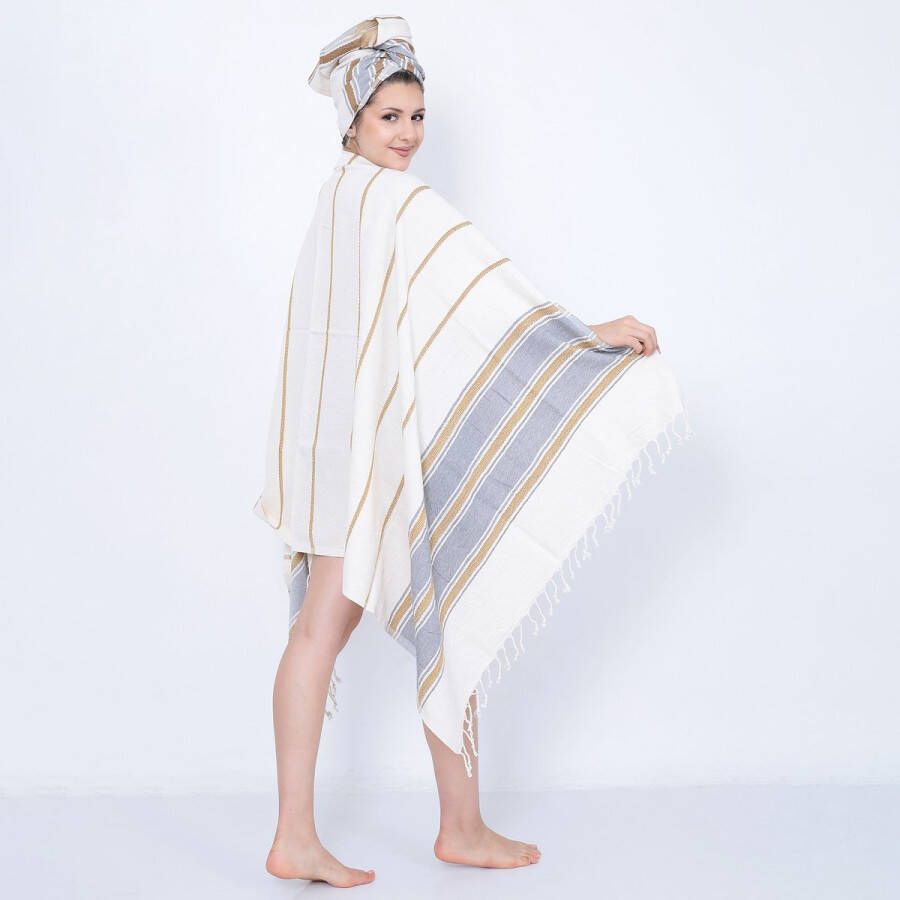 Cozi Studio Antalya Sunset Turkse Baddoek 90 x 190 cm 100% Katoen Hamamdoek & Saunadoek Peshtemal Strandlaken 100% Cotton Bath Towel Grijs