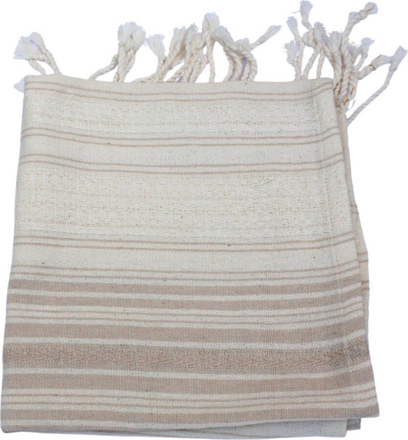 Cozi Studio Cancun Waves Handdoek & Haardoek 45 x 90 cm 100% Katoen Turkse Hamamdoek & Saunadoek Peshtemal 100% Cotton Peshtemal Hand Towel & Hair Towel Beige