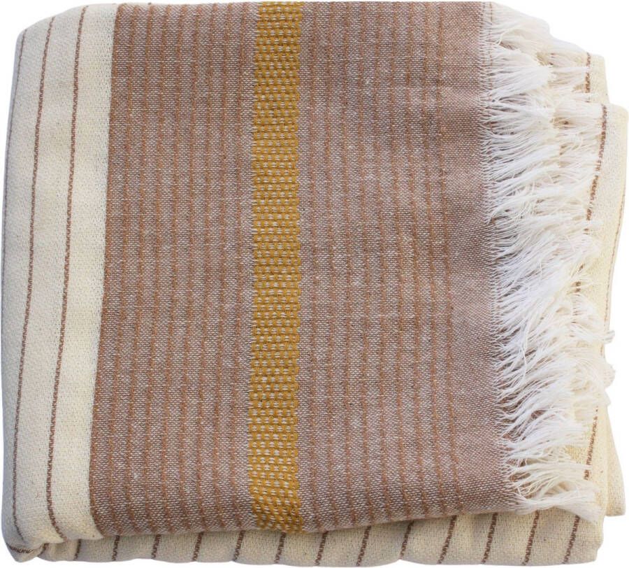 Cozi Studio Ibiza Palms Turkse Baddoek 90 x 190 cm 100% Katoen Hamamdoek & Saunadoek Peshtemal Strandlaken 100% Cotton Bath Towel Beige