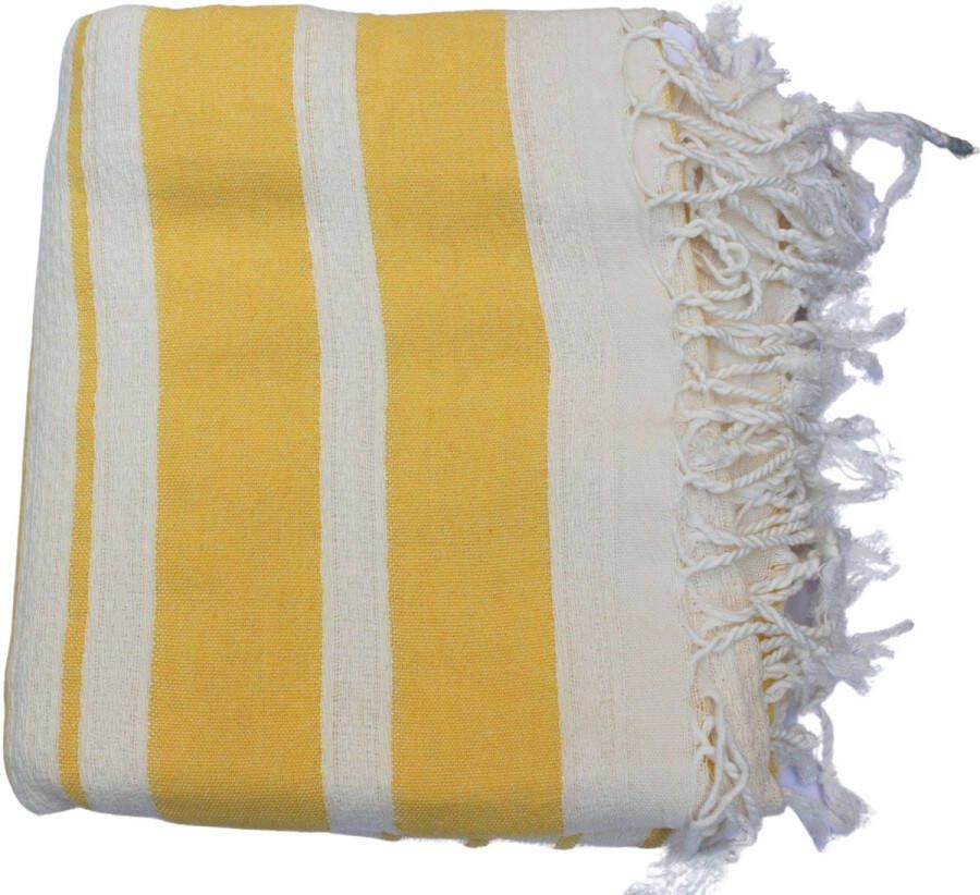 Cozi Studio Santorini Breeze Turkse Baddoek 90 x 190 cm 100% Bamboe Hamamdoek & Saunadoek Peshtemal Strandlaken 100% Bamboo Bath Towel Geel