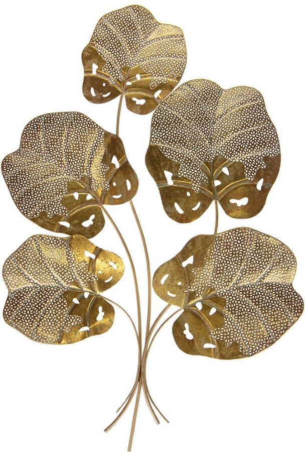 Cozy Ibiza Metalen gouden bladeren wanddecoratie