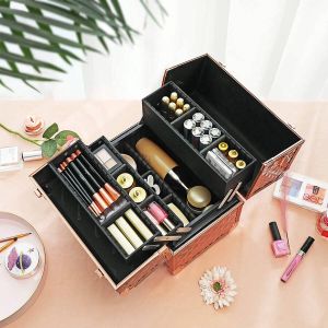Cozy living beautycase Make-up koffer Opbergruimte voor make-up Organizer Metallic rosé