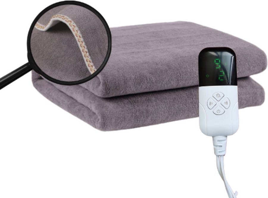 CozyBlanket™ Cozyblanket Elektrische Warmtedeken Zachte Fleecestof 9 warmtestanden Automatische Timer 150 x 80 Energiezuinig Grijs