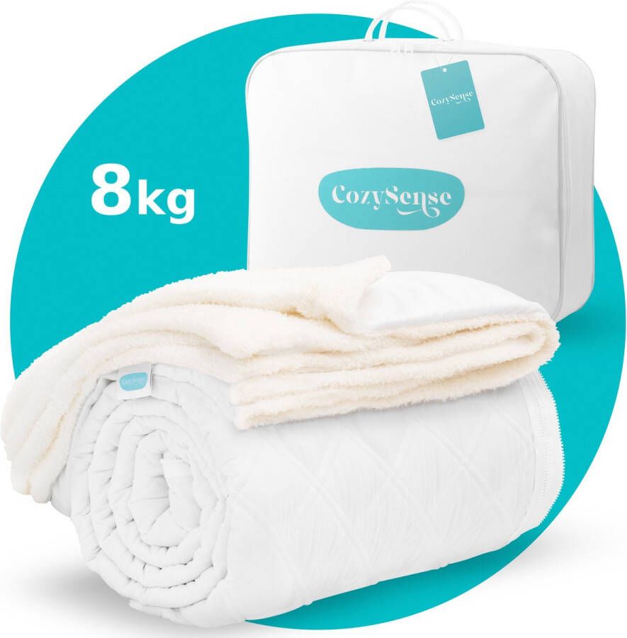 CozySense Verzwaringsdeken 8 kg Weighted Blanket Zwaartedeken Verzwaarde Deken Zware Deken GLASS-Flow Drukverdeling Inclusief Wasbare Hoes 150 x 200cm Wit