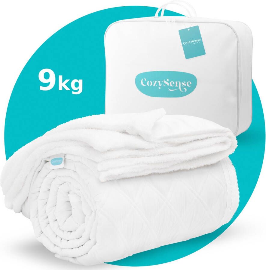 CozySense Verzwaringsdeken 9 kg Weighted Blanket Zwaartedeken Verzwaarde Deken Zware Deken GLASS-Flow Drukverdeling Inclusief Wasbare Hoes 140 x 200cm Wit