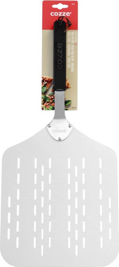 Cozze Pizzaschep met Gaatjes Aluminium 60 cm Actie Model Aluminium Zilver