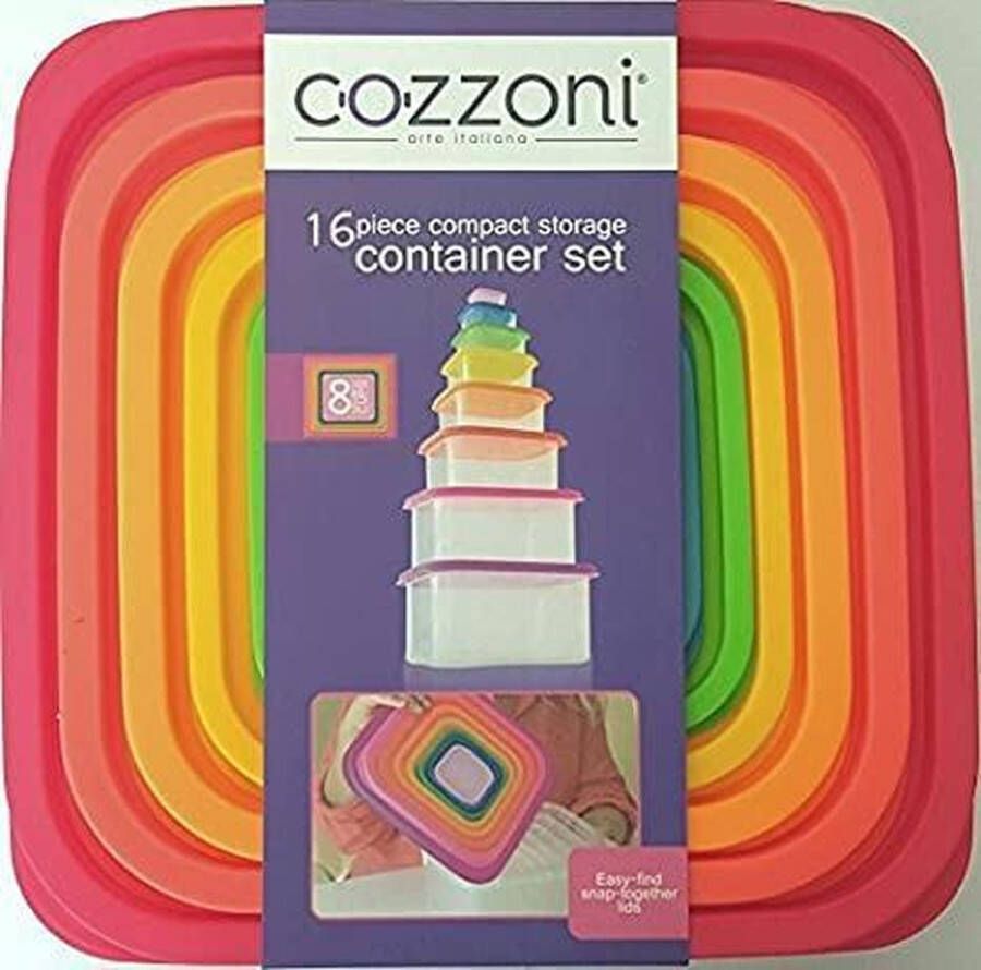 Cozzoni 8-in-1 Vierkante Vershoudbakjes voedselopslag containerset 160 ml 300 ml 500 ml 880 ml 1 5 L 2 4L 4 L 6L