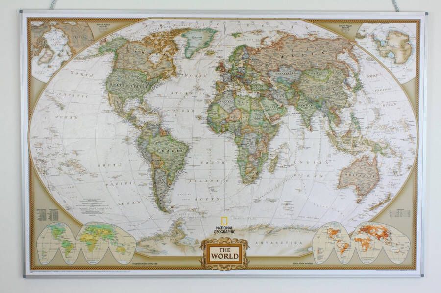 Craenen Magneetbord Wereld antiek Engels National Geographic 122x185cm