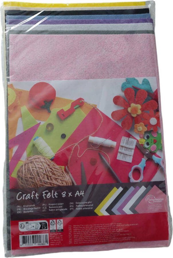 Craft Felt Knutselvilt Knutselvellen Meer kleurig 8 x A4