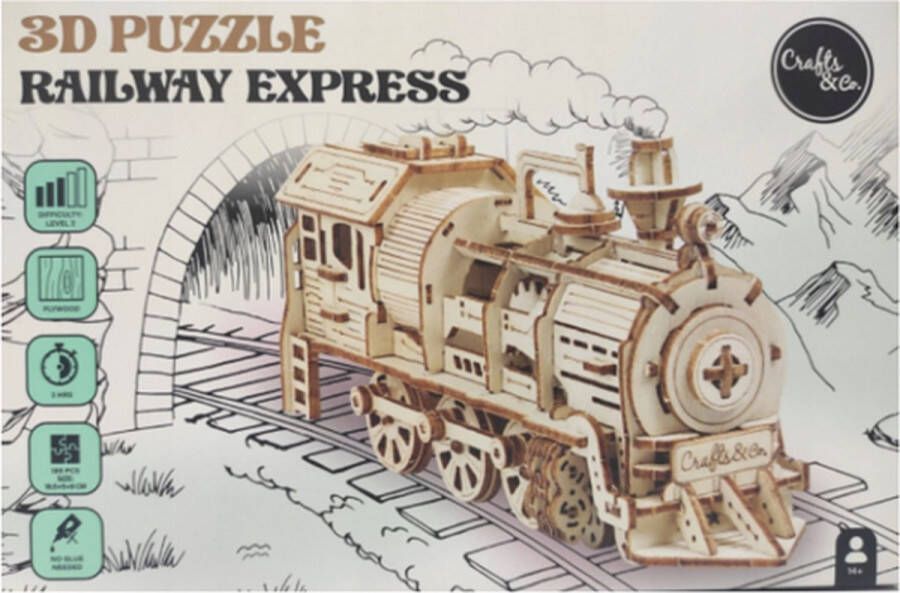 Craft s & Co 3D Puzzle Railway Express Difficulty Level 3 HRS Bouwpakket Modelbouw 189 stukjes