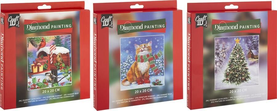 Craft Sensations Diamond Painting Volwassenen Pakket Volledig 3 varianten Thema Kerst Diamond Painting Formaat 20 x 20 CM Diamond Painting Kinderen