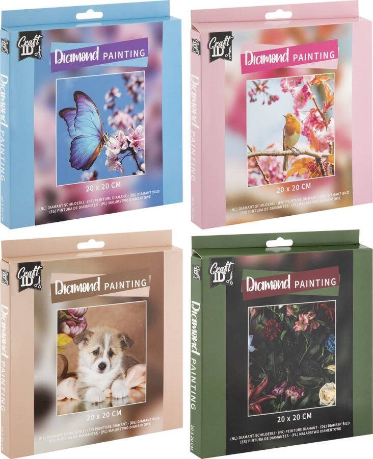 Craft Sensations Diamond Painting Volwassenen Pakket Volledig 4 varianten Formaat 20 x 20 CM Diamond Painting Kinderen