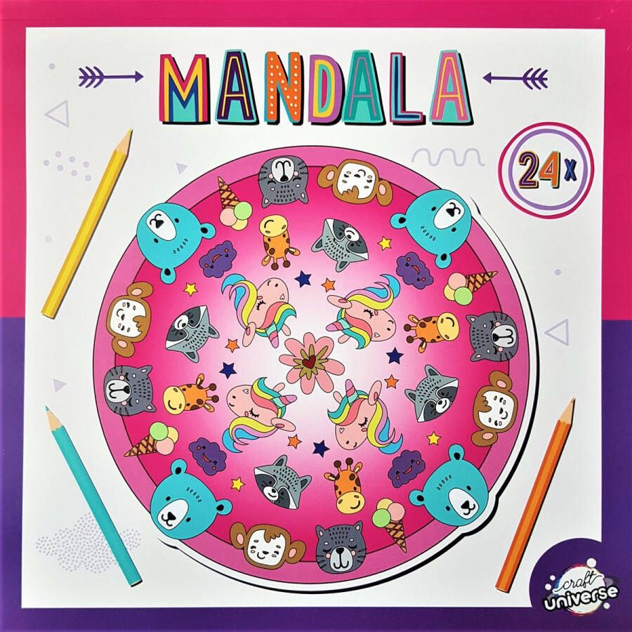 Craft universe Mandala Kleurboek voor Kinderen Unicorn met vriendjes geschikt voor kleurpotloden en kleurstiften