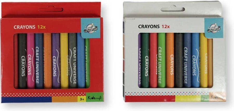 Craft universe waskrijtjes kleur Wasco jumbo 10 cm 12 stuks 2 soorten