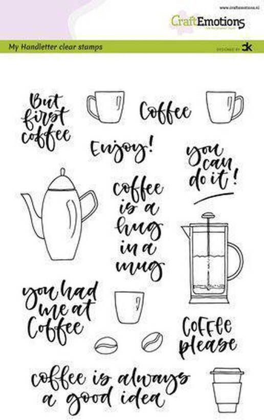CraftEmotions Clearstamps A5 handlettering coffee please (eng) Carla Kamphuis
