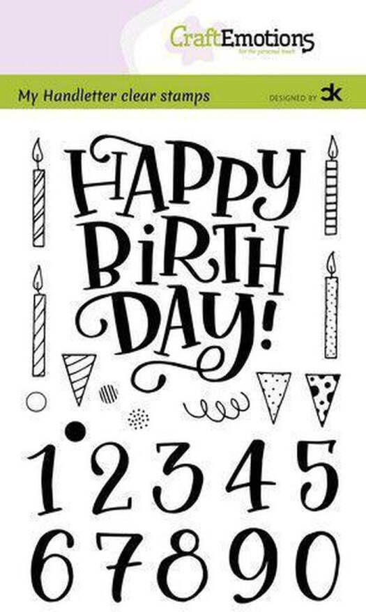CraftEmotions clearstamps A6 handletter Happy Brithday & numbers (Eng) Carla Kamphuis