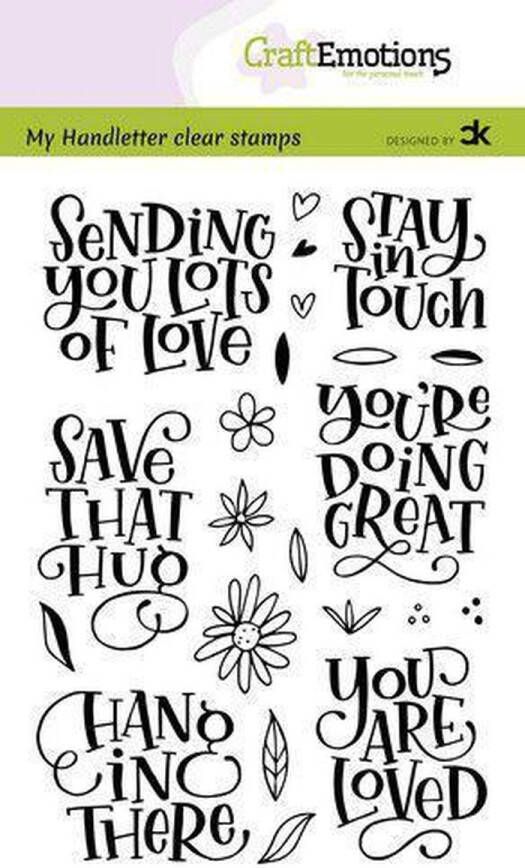 CraftEmotions Clearstamps A6 handlettering Sending you lots of love Carla Kamphuis