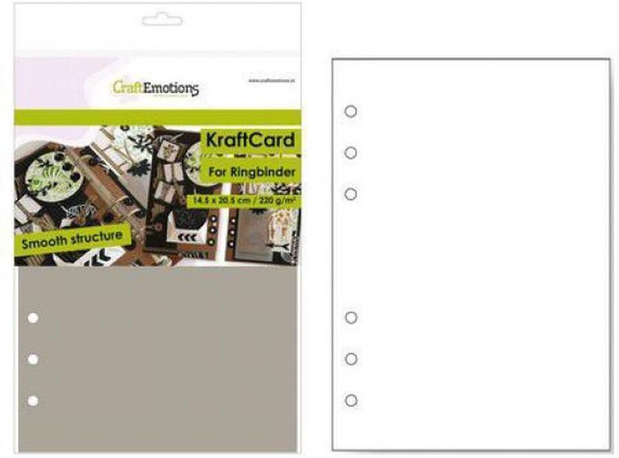 CraftEmotions karton kraft Ringband lichtbruin 12 vel 14 5x20 5cm 220 gr 6 Ring A5