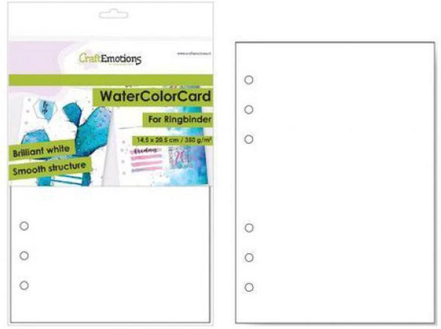 CraftEmotions WaterColorCard bril. Ringband wit 10 vl 14 5x20 5cm 350 gr 6 Ring A5