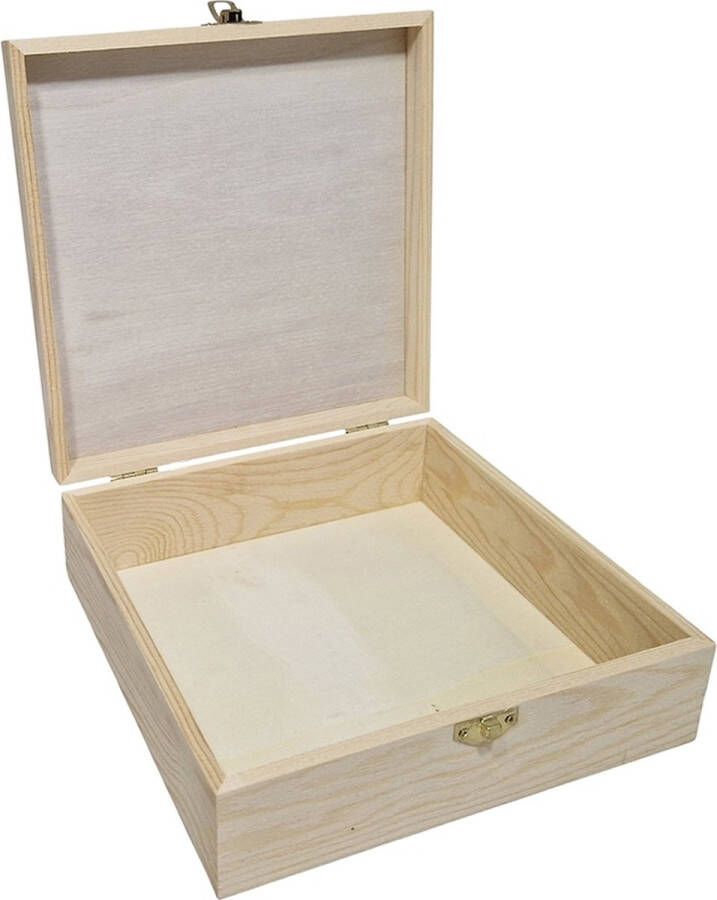 CraftEmotions Houten kist vierkant 20 9cm x 20 9cm x 7cm paulownia