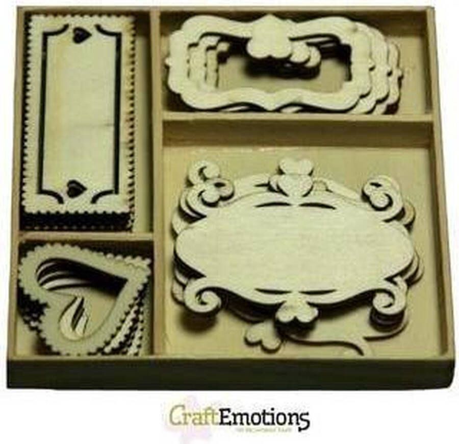 CraftEmotions Houten ornamenten Fantasie frames 20 stuks