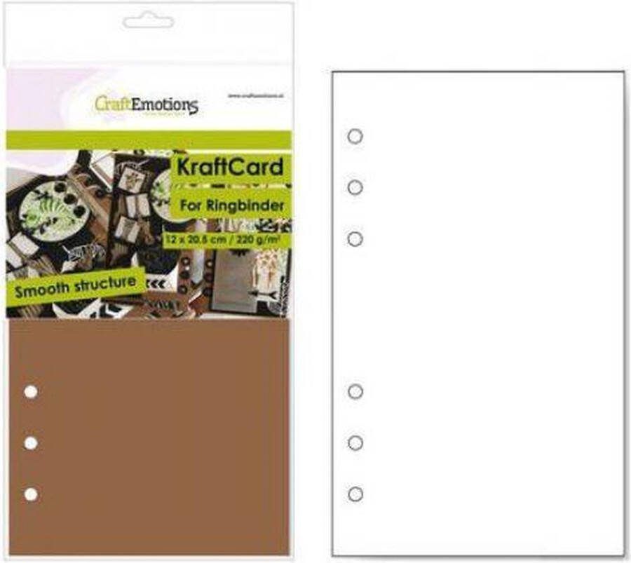 CraftEmotions Karton Kraft Card Ringband Planner Bruin 12x20 5cm 220 grams 12 vellen