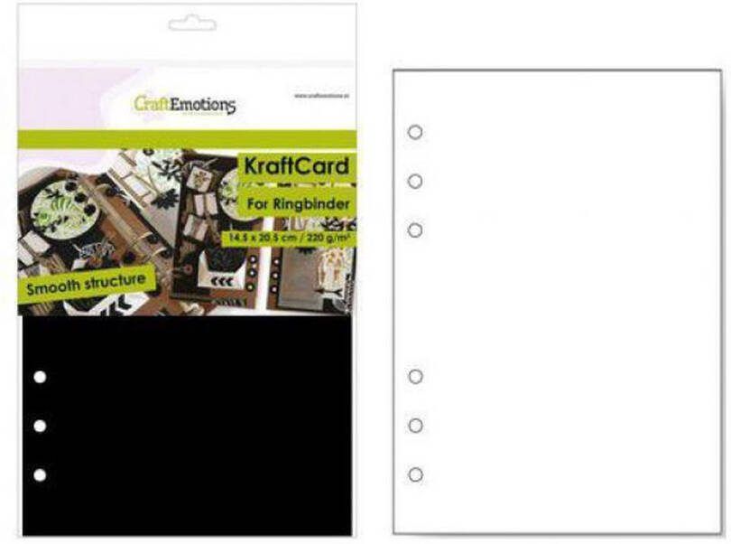 CraftEmotions karton kraft Ringband zwart 12 vel 14 5x20 5cm 220 gr 6 Ring A5