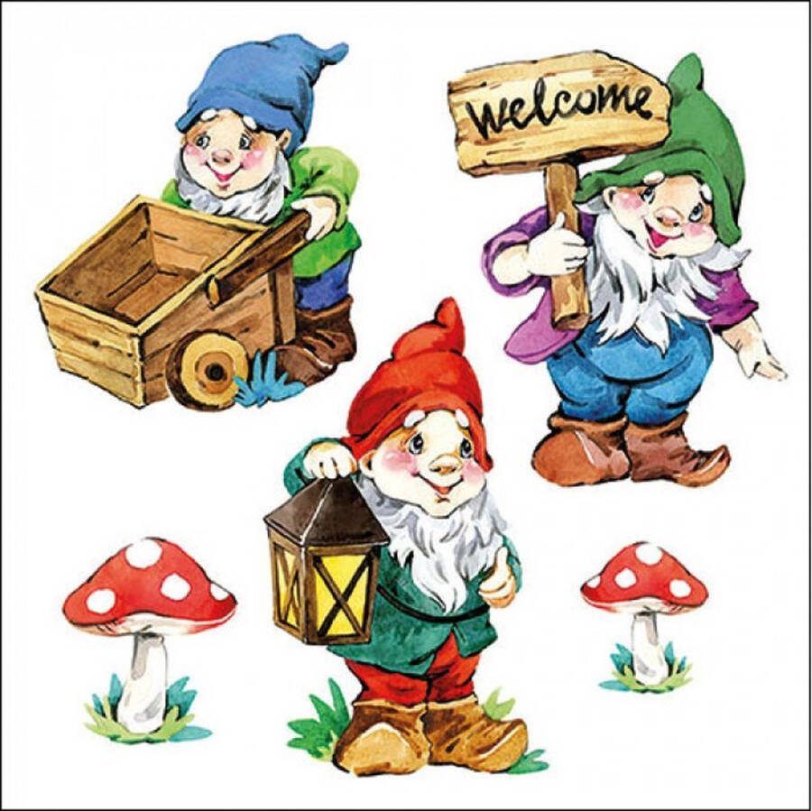 CraftEmotions servetten 5st Gnomes 33x33cm Ambiente 13317200 (05-23)