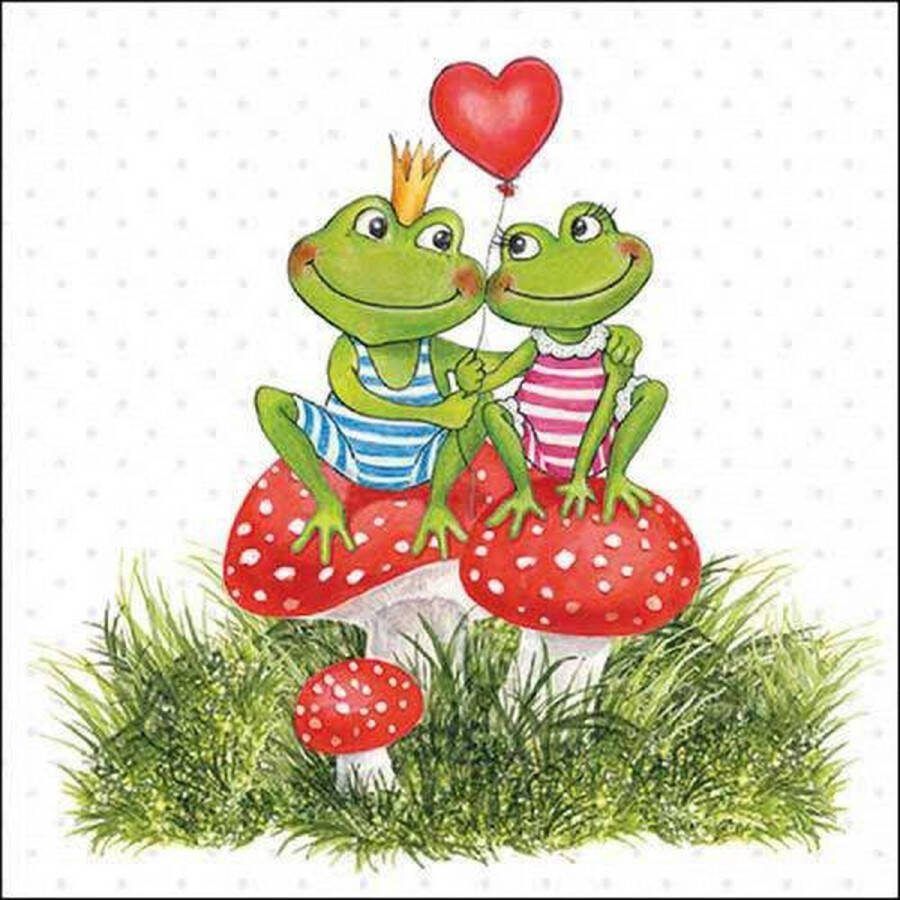 CraftEmotions servetten 5st Kikkers in Love 33x33cm Ambiente 13318180 (02-24)