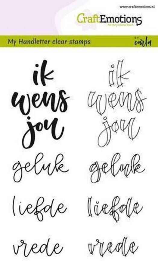 CraftEmotions stempel A6 handletter ik wens jou geluk..(Nederlands)