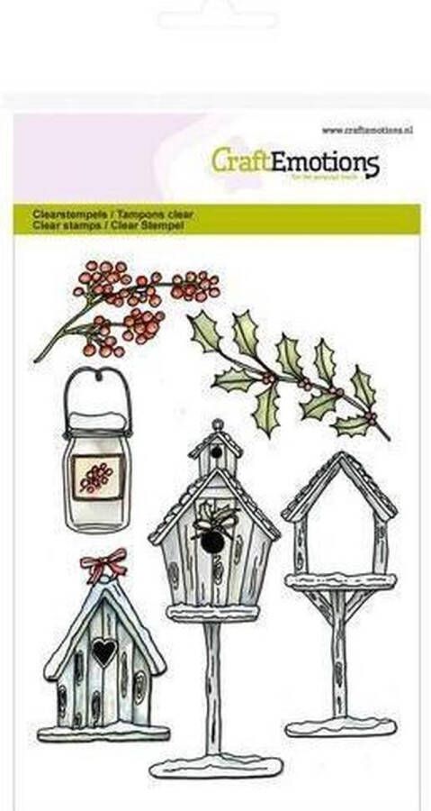 CraftEmotions stempel A6 Vogelhuisjes Home for Christmas