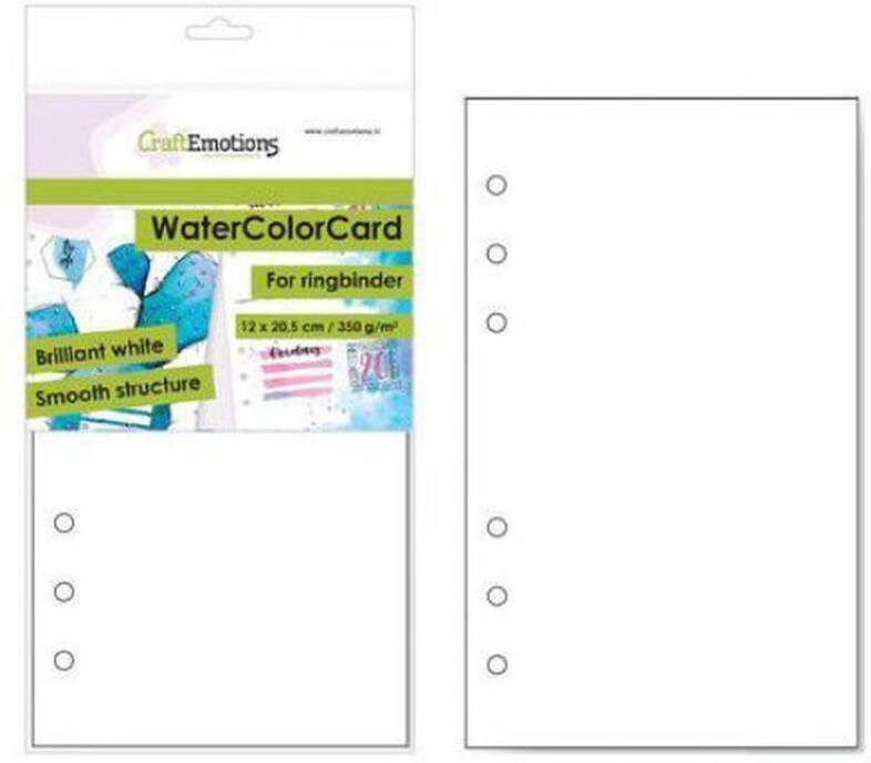 CraftEmotions WaterColorCard bril. Ringband wit 10 vl 12x20 5cm 350 gr 6 Ring A5