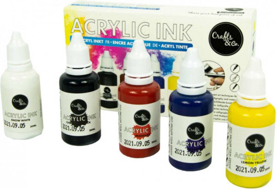 Crafts & Co. Crafts&Co Airbrush Verf Set Airbrush Paint Verf voor Airbrush 5 Acryl Inkt Airbrush Sets