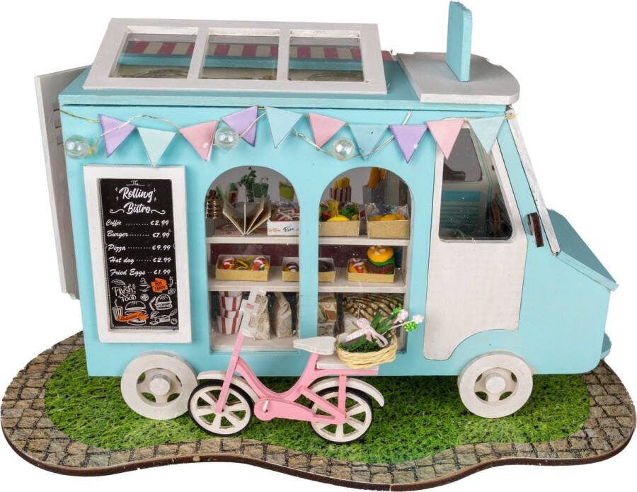 Crafts&Co Miniatuur Bouwpakket Volwassenen Hout DIY Poppenhuis Bouwpakketten Rolling Bistro