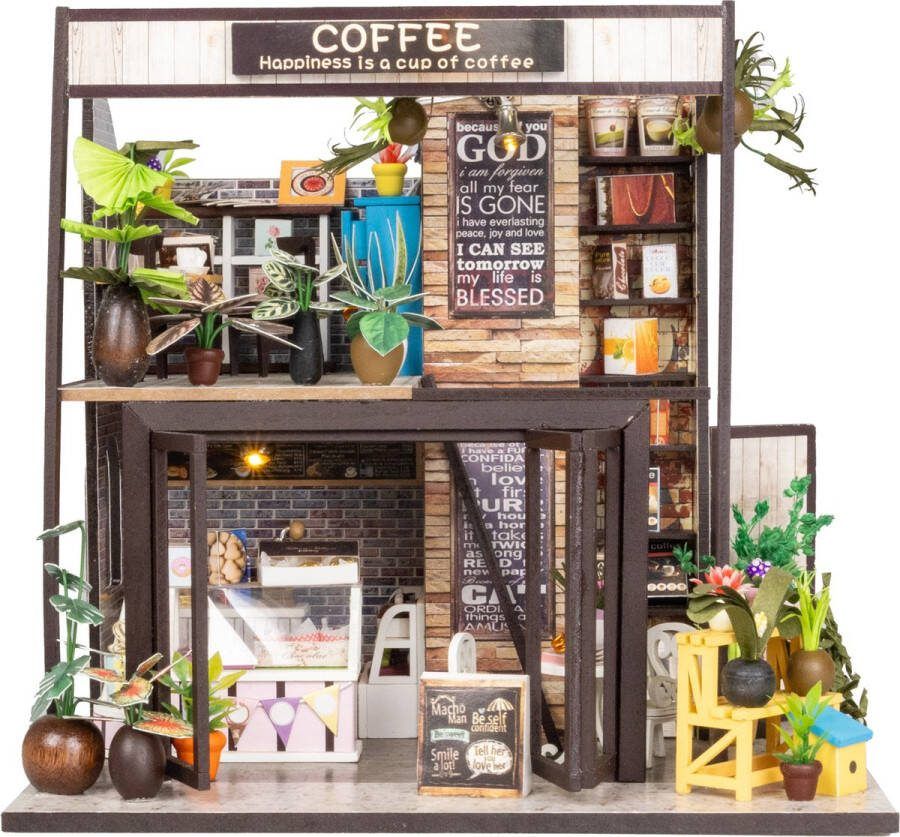 Crafts&Co Miniatuur Bouwpakket Volwassenen Hout DIY Poppenhuis Knutselen Meisjes Koffiehuis