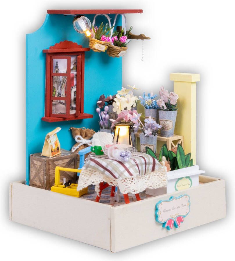 Crafts & Co. Crafts&Co Miniatuur Bouwpakket Volwassenen Knutselen Meisjes Houten Poppenhuis DIY Het bloemenhuisje